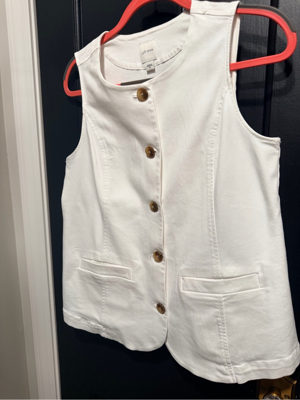 J. Jill White Sleeveless Button-Front denim vest